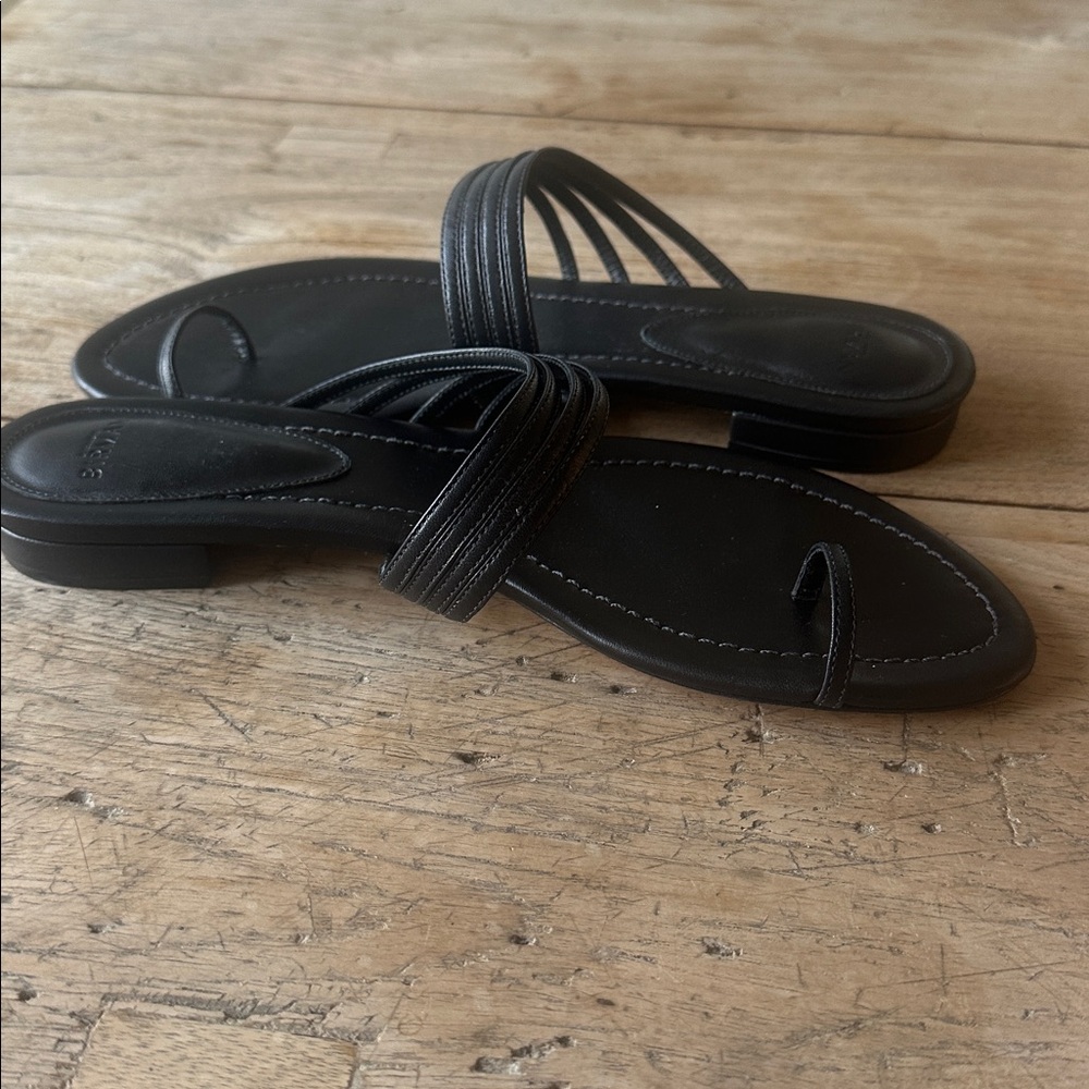 Alexandre Birman Minimal Black Leather Strappy Sandals 39 Quiet Luxury - Picture 7 of 8